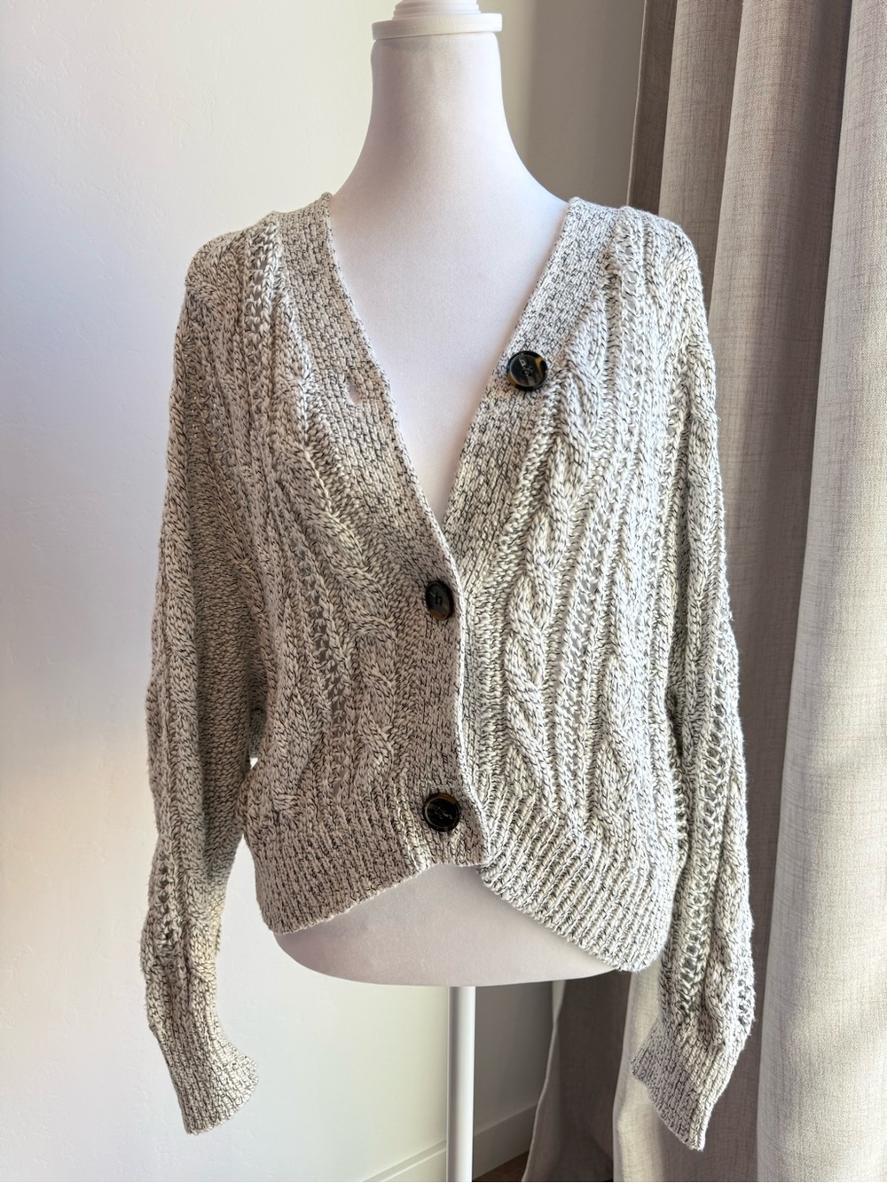 cupcakes & cashmere Cream Cable Knit Button-Front Cardigan
